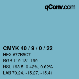 颜色代码: CMYK 40 / 9 / 0 / 22 | qconv.com