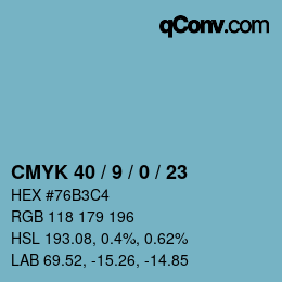 颜色代码: CMYK 40 / 9 / 0 / 23 | qconv.com