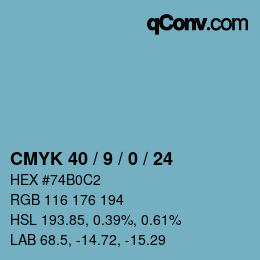 Farbcode: CMYK 40 / 9 / 0 / 24 | qconv.com
