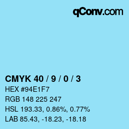 Color code: CMYK 40 / 9 / 0 / 3 | qconv.com
