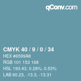 Color code: CMYK 40 / 9 / 0 / 34 | qconv.com