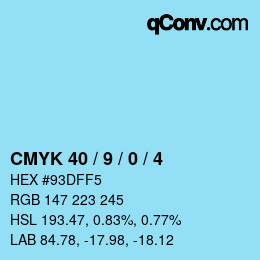 颜色代码: CMYK 40 / 9 / 0 / 4 | qconv.com