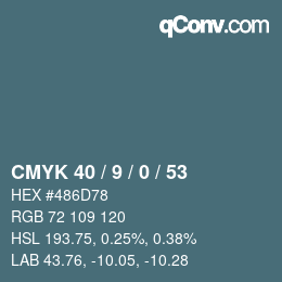 颜色代码: CMYK 40 / 9 / 0 / 53 | qconv.com