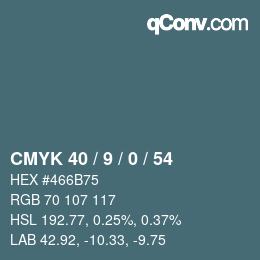 Color code: CMYK 40 / 9 / 0 / 54 | qconv.com