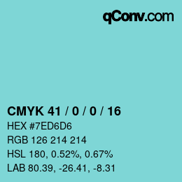 Code couleur: CMYK 41 / 0 / 0 / 16 | qconv.com