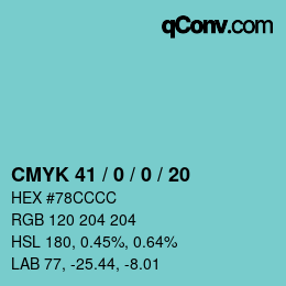 Color code: CMYK 41 / 0 / 0 / 20 | qconv.com