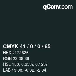 カラーコード: CMYK 41 / 0 / 0 / 85 | qconv.com