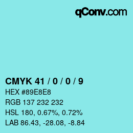 カラーコード: CMYK 41 / 0 / 0 / 9 | qconv.com