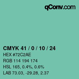 カラーコード: CMYK 41 / 0 / 10 / 24 | qconv.com