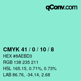 カラーコード: CMYK 41 / 0 / 10 / 8 | qconv.com