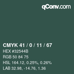 Color code: CMYK 41 / 0 / 11 / 67 | qconv.com