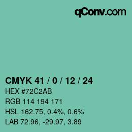 颜色代码: CMYK 41 / 0 / 12 / 24 | qconv.com