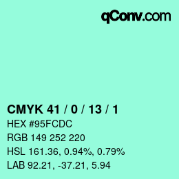 Color code: CMYK 41 / 0 / 13 / 1 | qconv.com