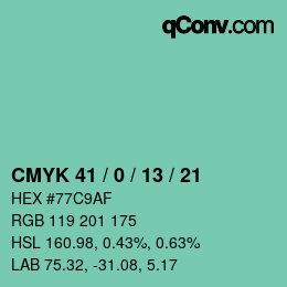 颜色代码: CMYK 41 / 0 / 13 / 21 | qconv.com