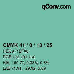 Color code: CMYK 41 / 0 / 13 / 25 | qconv.com