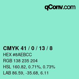 颜色代码: CMYK 41 / 0 / 13 / 8 | qconv.com