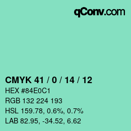 Color code: CMYK 41 / 0 / 14 / 12 | qconv.com