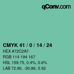 颜色代码: CMYK 41 / 0 / 14 / 24 | qconv.com