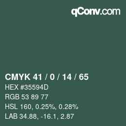 颜色代码: CMYK 41 / 0 / 14 / 65 | qconv.com