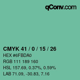 颜色代码: CMYK 41 / 0 / 15 / 26 | qconv.com
