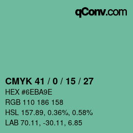 カラーコード: CMYK 41 / 0 / 15 / 27 | qconv.com