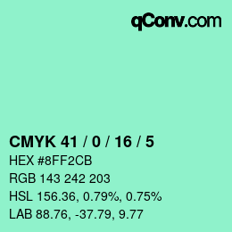 カラーコード: CMYK 41 / 0 / 16 / 5 | qconv.com