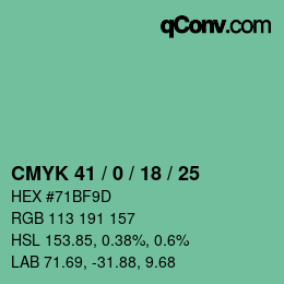 Color code: CMYK 41 / 0 / 18 / 25 | qconv.com