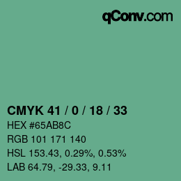 カラーコード: CMYK 41 / 0 / 18 / 33 | qconv.com