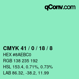 カラーコード: CMYK 41 / 0 / 18 / 8 | qconv.com