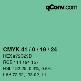 颜色代码: CMYK 41 / 0 / 19 / 24 | qconv.com