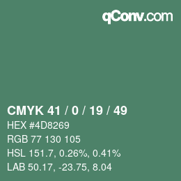 Color code: CMYK 41 / 0 / 19 / 49 | qconv.com
