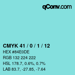 Color code: CMYK 41 / 0 / 1 / 12 | qconv.com