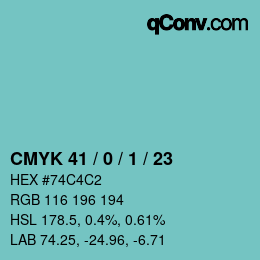 Color code: CMYK 41 / 0 / 1 / 23 | qconv.com