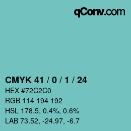カラーコード: CMYK 41 / 0 / 1 / 24 | qconv.com