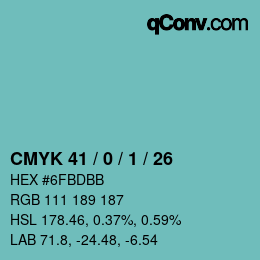 カラーコード: CMYK 41 / 0 / 1 / 26 | qconv.com