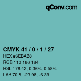 Color code: CMYK 41 / 0 / 1 / 27 | qconv.com