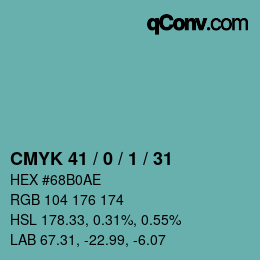 Color code: CMYK 41 / 0 / 1 / 31 | qconv.com