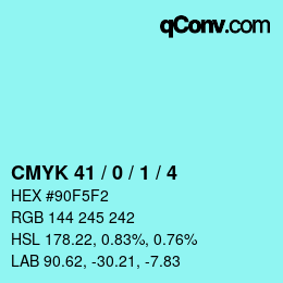 カラーコード: CMYK 41 / 0 / 1 / 4 | qconv.com