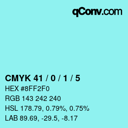 Color code: CMYK 41 / 0 / 1 / 5 | qconv.com