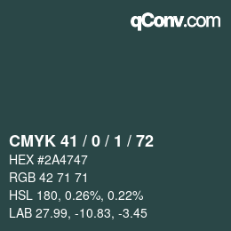カラーコード: CMYK 41 / 0 / 1 / 72 | qconv.com