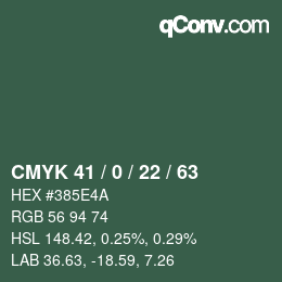 颜色代码: CMYK 41 / 0 / 22 / 63 | qconv.com