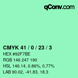 Color code: CMYK 41 / 0 / 23 / 3 | qconv.com