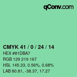 カラーコード: CMYK 41 / 0 / 24 / 14 | qconv.com