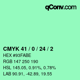 カラーコード: CMYK 41 / 0 / 24 / 2 | qconv.com