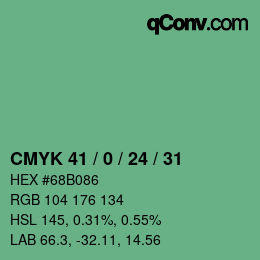 カラーコード: CMYK 41 / 0 / 24 / 31 | qconv.com