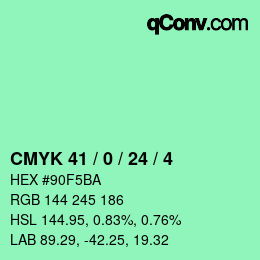 カラーコード: CMYK 41 / 0 / 24 / 4 | qconv.com
