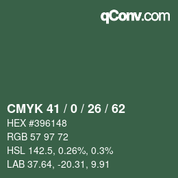 颜色代码: CMYK 41 / 0 / 26 / 62 | qconv.com