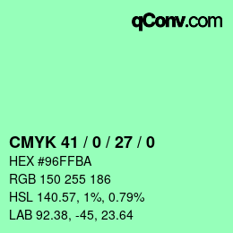 カラーコード: CMYK 41 / 0 / 27 / 0 | qconv.com