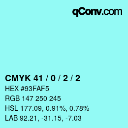 カラーコード: CMYK 41 / 0 / 2 / 2 | qconv.com