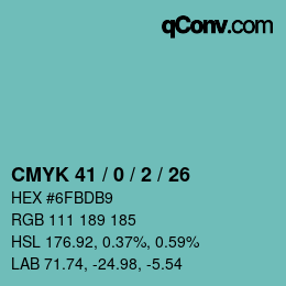 Color code: CMYK 41 / 0 / 2 / 26 | qconv.com